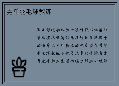 男单羽毛球教练